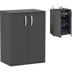 Megapap Manolo Παπουτσοθήκη Ξύλινη Ανθρακί M60xΠ38xY81.4cm GP041-0084,4