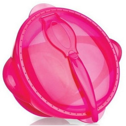 Nuby Μπολ Φαγητού Με Βεντούζα Καπάκι & Κουτάλι Fuchsia