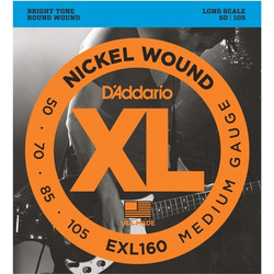 D'Addario EXL160 Σετ 4 Χορδές Ηλεκτρικού Μπάσου Nickel Plated Steel 50-105" Medium Tension