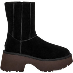 UGG Classic Twin Seam Γυναικεία Μποτάκια Suede Μαύρα με Χοντρό Χαμηλό Τακούνι και Γούνα 1158313-0071