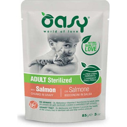 Oasy World Of Love Adult Sterilised with Salmon in Gravy 85gr