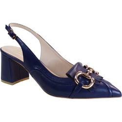 Fardoulis Γόβες Slingback Δερμάτινες με Χοντρό Χαμηλό Τακούνι Navy Μπλε 517-30Α
