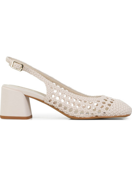 Bruno Premi Γόβες Slingback Δερμάτινες με Χοντρό Χαμηλό Τακούνι Εκρού 0905X