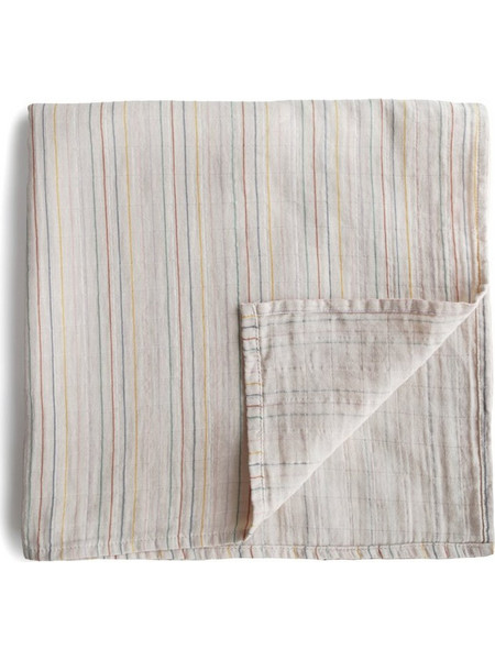 Mushie Retro Stripes Πάνα Αγκαλιάς από Μουσελίνα Μπεζ 120x120cm 10471