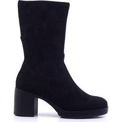 Caprice Γυναικεία Μποτάκια Suede Μαύρα με Χοντρό Ψηλό Τακούνι 9-25326-41-044