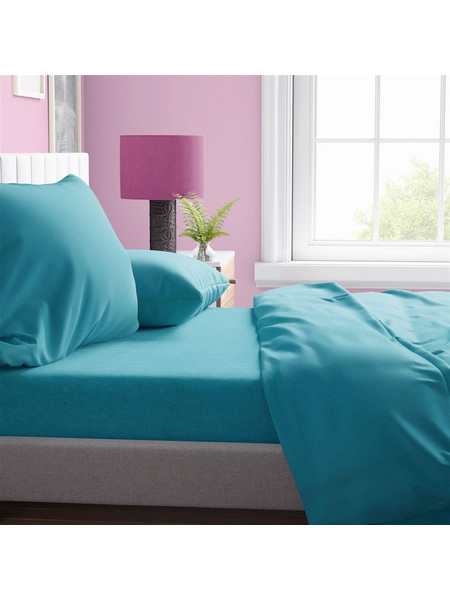 Dimcol Σεντόνι Υπέρδιπλο Βαμβακερό 220x240 Solid 493 Turquoise