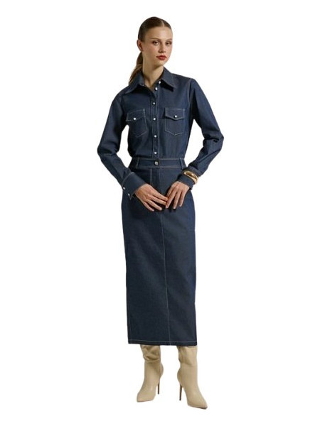 Desiree Μακριά Φούστα Τζιν Ψηλόμεση Navy Μπλε 02.42001