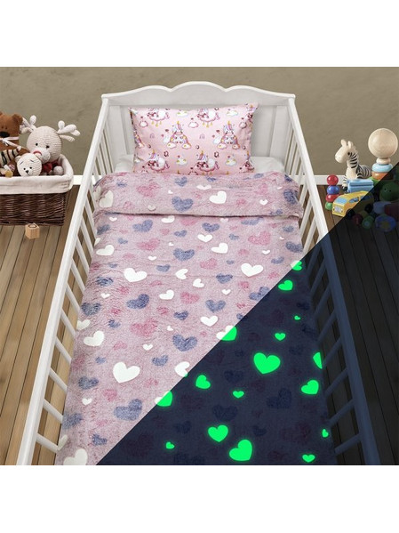 Lino Home Herz Κουβέρτα Κούνιας Fleece 110x150 Ροζ