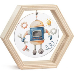 Parisis Μπομπονιέρα Βάπτισης Καδράκι Ρομπότ από Plexiglass & Ξύλο