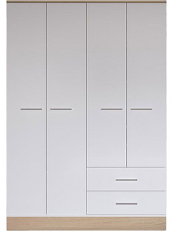 Pakoworld Τετράφυλλη Ντουλάπα Ρούχων Harmony Λευκή 137x52x198cm 039-000198