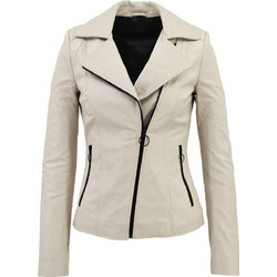 Leather 100 Γυναικείο Μπουφάν Χειμωνιάτικο Δερμάτινο Κοντό Λευκό 07-W-B-068