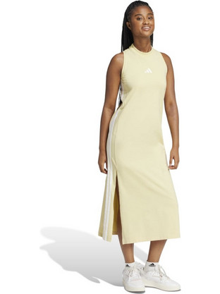 Adidas Essentials 3-Stripes Midi Καλοκαιρινό Αθλητικό Φόρεμα Μπεζ JE1210