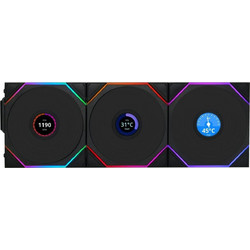 Lian Li Uni Fan TL LCD Wireless Case Fan 120mm ARGB με Σύνδεση 4-Pin PWM 9-Pin (USB 2.0) 3τμχ Black