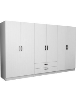 Megapap Εξάφυλλη Ντουλάπα Ρούχων Victoria Λευκή 300x60x181cm GP100-0099,1