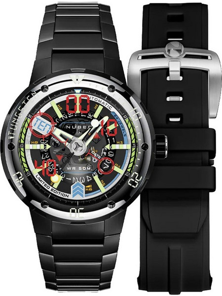 Nubeo Mariner Ανδρικό Ρολόι Αυτόματο με Μαύρο Μεταλλικό Μπρασελέ NB-6090-22