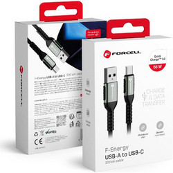 Forcell F-Energy C256 Braided USB-A to USB-C 66W 2m Black 5903396347436