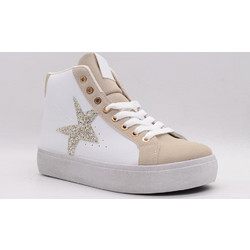 Jomix Γυναικεία Sneakers Flatforms Μποτάκια Λευκά Μπεζ XD2418-20