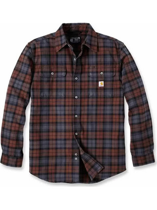 Carhartt Ανδρικό Πουκάμισο Βαμβακερό Καρό Μακρυμάνικο Κανονική Γραμμή Overshirt Καφέ 106356-B80