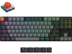 Keychron K1 V6 QMK Ασύρματο Μηχανικό Gaming Πληκτρολόγιο TenKeyLess με Keychron Low Profile Red Διακόπτες RGB Black Grey