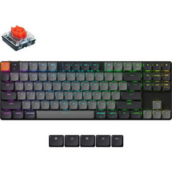 Keychron K1 V6 QMK Ασύρματο Μηχανικό Gaming Πληκτρολόγιο TenKeyLess με Keychron Low Profile Red Διακόπτες RGB Black Grey