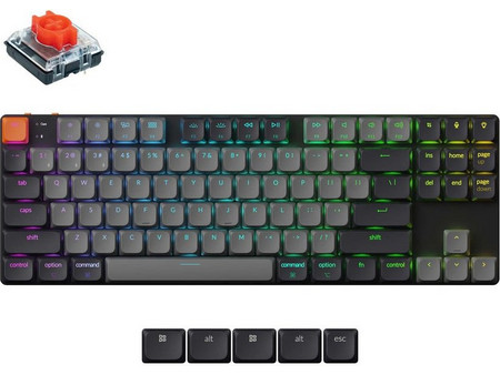 Keychron K1 V6 QMK Ασύρματο Μηχανικό Gaming Πληκτρολόγιο TenKeyLess με Keychron Low Profile Red Διακόπτες RGB Black Grey