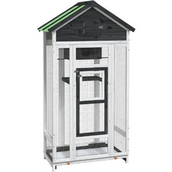 vidaXL Ξύλινο Κλουβί Πτηνών Λευκό Μαύρο 91.5x53x170cm 172253