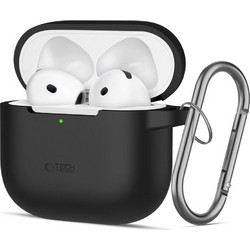 Tech-Protect Hook Θήκη Σιλικόνης με Γάντζο για Apple AirPods 4 Μαύρη