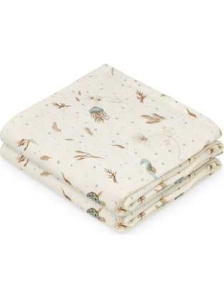 Cam Cam Copenhagen Sea Garden Πάνες Αγκαλιάς από Μουσελίνα Μπεζ 70x70cm 2τμχ 507-P89