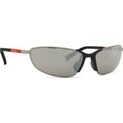 Prada PS55ZS 18X80I Ανδρικά Γυαλιά Ηλίου Cat Eye Κοκάλινα Ασημί με Μαύρο Φακό