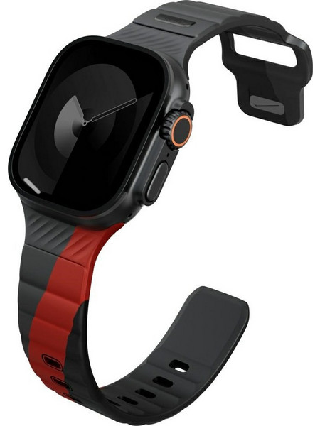 Uniq Stride De Rubber Λουράκι Σιλικόνης Charcoal / Red (Apple Watch 44 / 45 / 46 / 49mm)