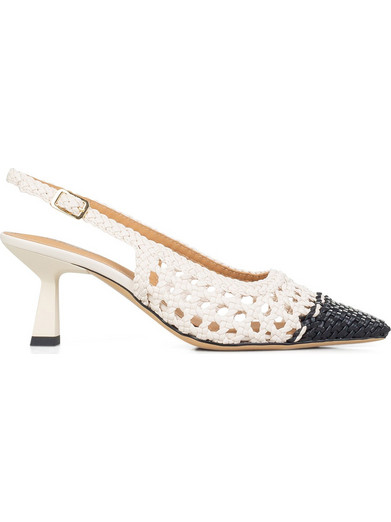Bruno Premi Γόβες Slingback Δερμάτινες με Λεπτό Ψηλό Τακούνι Λευκές Μαύρες BL0411X