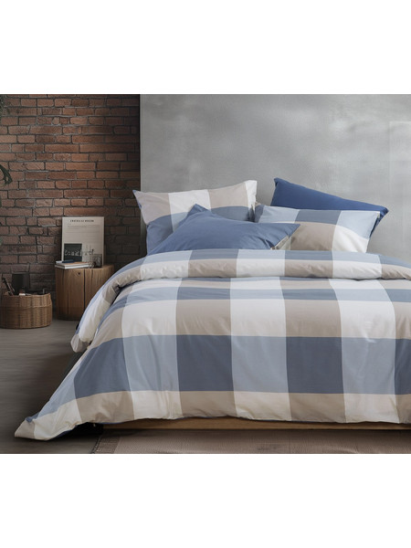 Nef-Nef Σετ Σεντόνια Υπέρδιπλα Βαμβακερά 240x270 Casual Check Denim