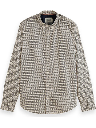 Scotch & Soda Ανδρικό Πουκάμισο Βαμβακερό Μακρυμάνικο Κανονική Γραμμή Μαύρο 178409-7453-PARCHMENT