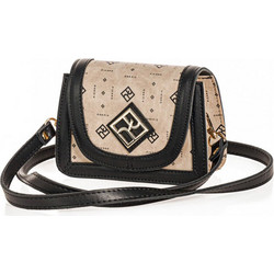 Pierro Brienne Monogram Γυναικείο Τσαντάκι Χιαστί από Δερματίνη Εκρού με Στενό Λουρί 90818PM04