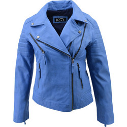 Leather 100 Γυναικείο Μπουφάν Χειμωνιάτικο Δερμάτινο Κοντό Μπλε 49-W-3130