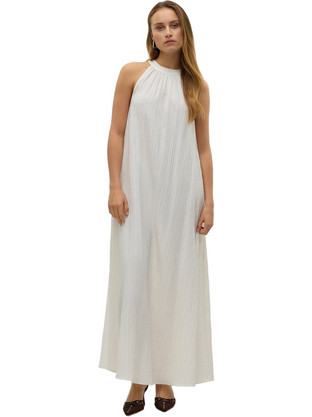 Vero Moda Maxi Καλοκαιρινό Βραδινό Φόρεμα Μεταξωτό Λευκό 10328619