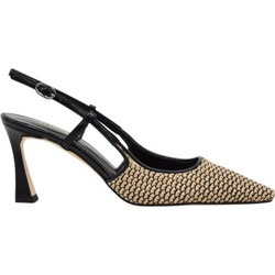 Fardoulis Γόβες Slingback με Λεπτό Ψηλό Τακούνι Μπεζ Μαύρες 747-28A