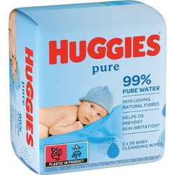 Huggies Pure Μωρομάντηλα με Νερό Χωρίς Άρωμα 3x56τμχ