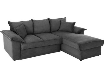 HomeMarkt Aldo Γωνιακός Καναπές Κρεβάτι Δεξιά Γωνία με Αποθηκευτικό Χώρο Ανθρακί 256x159x87cm HM3276.02R