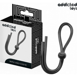 Addicted Toys Silicone Rope for the Single Loop Penis Ρυθμιζόμενο Ελαστικό Δαχτυλίδι Πέους & Όρχεων Σιλικόνης Μαύρο