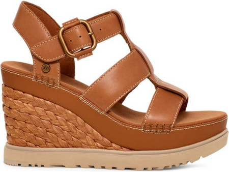 UGG Abbot Καλοκαιρινές Γυναικείες Πλατφόρμες Ψηλές Δερμάτινες Ταμπά 1152667-COG