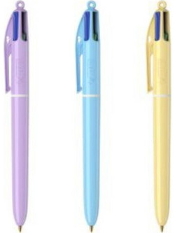 BIC 4 Colour Pastel Στυλό Διαρκείας 1mm Πολύχρωμο Διάφορα Σχέδια 517320