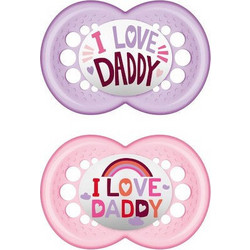 Mam I Love Mummy & Daddy Ανατομική Ορθοδοντική Πιπίλα Σιλικόνης 2-6m Ροζ Μωβ