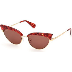 Max & Co MO0102 Γυναικεία Γυαλιά Ηλίου Cat Eye Μεταλλικά Καφέ Χρυσό με Καφέ Φακό