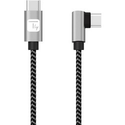 Techly Angle 90° Braided USB-C to USB-C 1m Black Silver 8058956620089