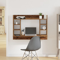 vidaXL Γραφείο Τοίχου Ξύλινο με Βιβλιοθήκη 105x48x75cm 869192