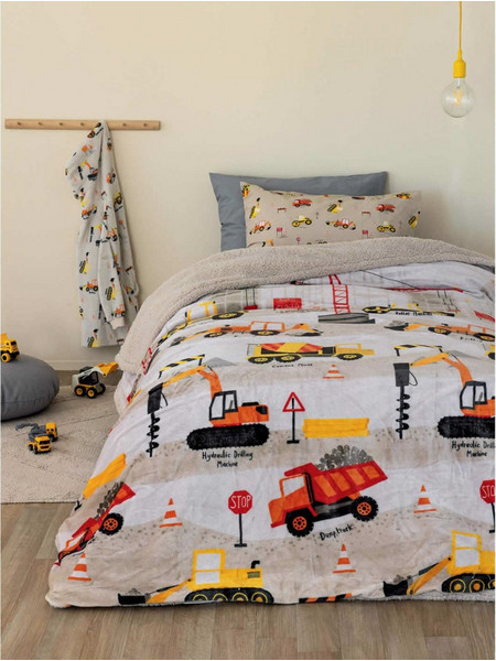 Palamaiki SW101 Παιδική Κουβέρτα Fleece Οχήματα 160x220 Μπεζ