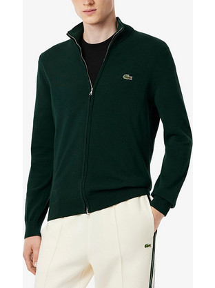 Lacoste Ανδρική Ζακέτα Φούτερ με Φερμουάρ Χακί 3AH1957-YZP