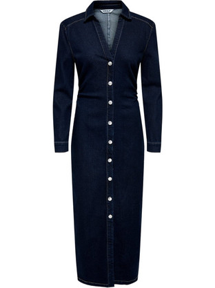 Only Caitlin Midi Καθημερινό Φόρεμα Σεμιζιέ Τζιν Navy Μπλε 15353746