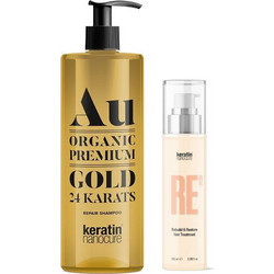 Keratin Nanocure Au Gold Σετ Περιποίησης Μαλλιών Serum 100ml + Σαμπουάν 500ml
